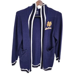 Notre Dame Sweater Women's XXL Gameday Couture Hooded Open Front Knit Navy